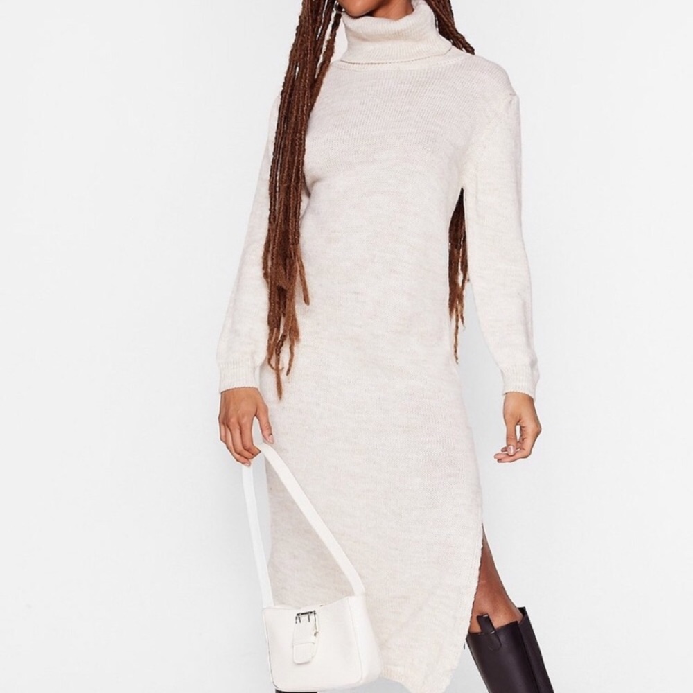Nasty Gal Ivory Sweater Dress